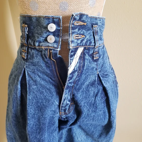 Vintage Jordache 24" waist high rise pleated jeans Barrel Leg - Picture 8 of 16
